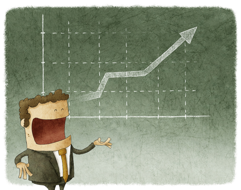 Illustration of businessman standing posture and graph finance