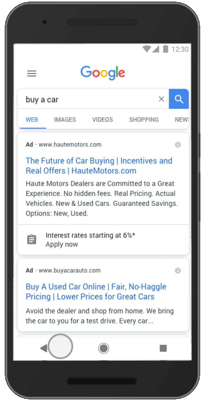Google Ads Lead Form Extension for Lawyers Example