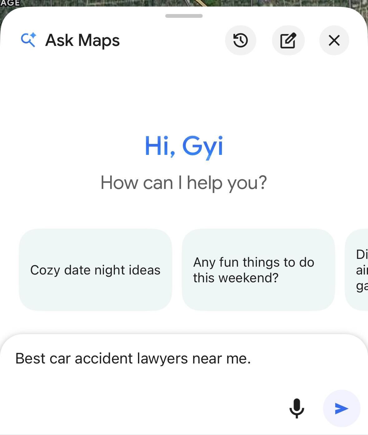 Google Maps new Ask Maps feature for legal marketing.